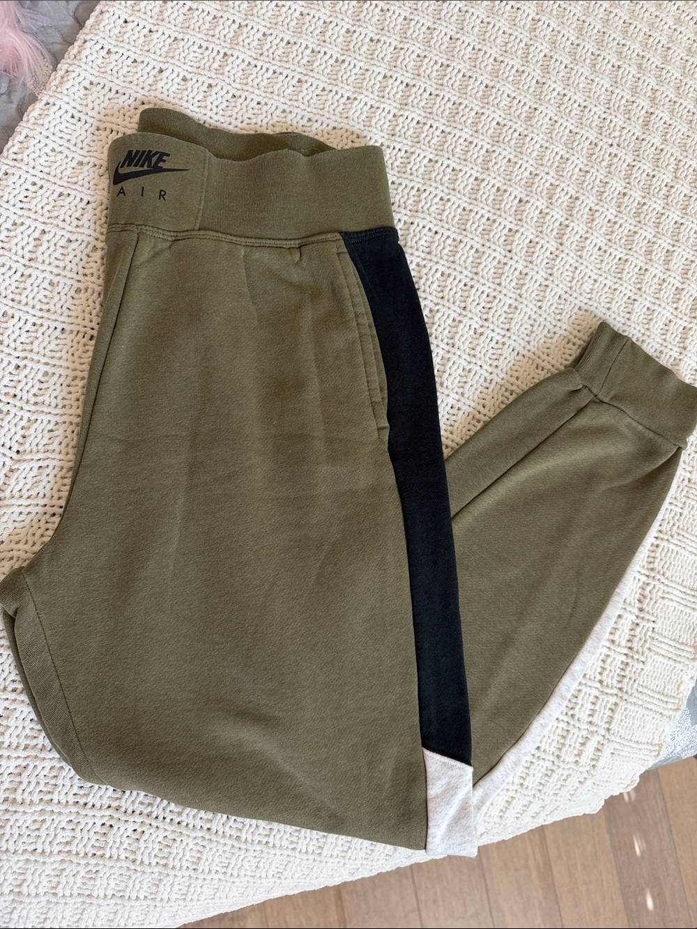 Women  Olive Green and Black Jogger Bottoms